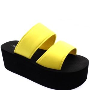 Cherish Dirce Neon Flip Flop Wedge Flatform Sandal